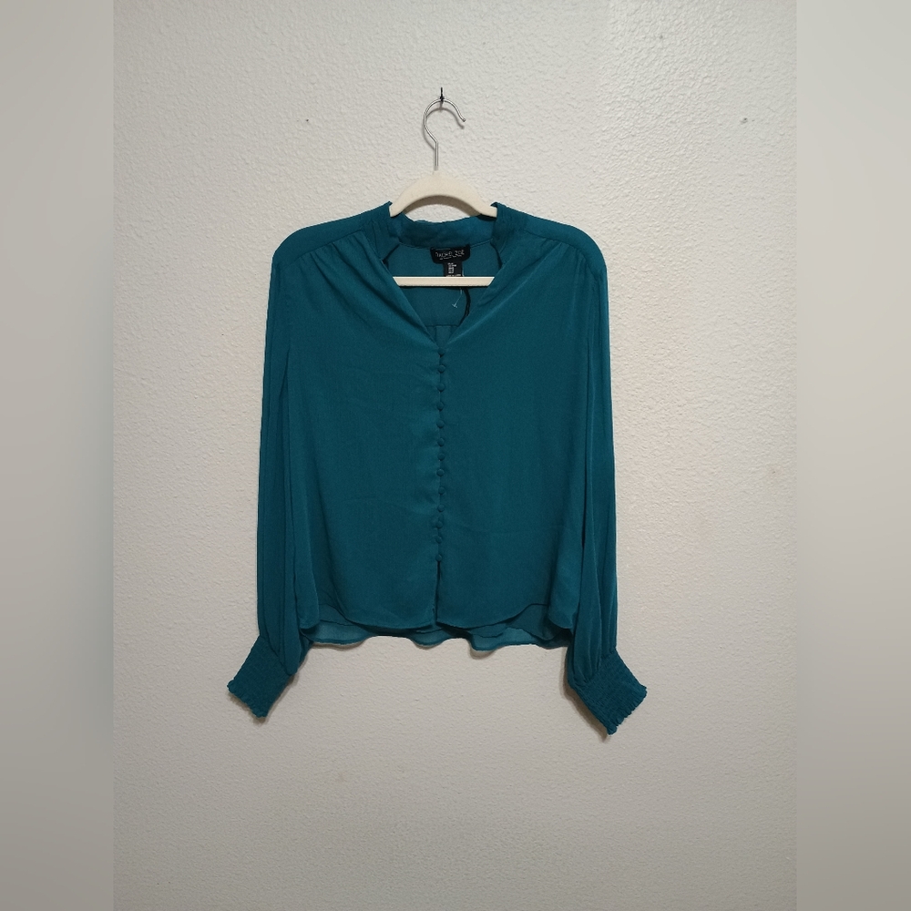 Rachel Zoe Teal Blouse with Button Detail